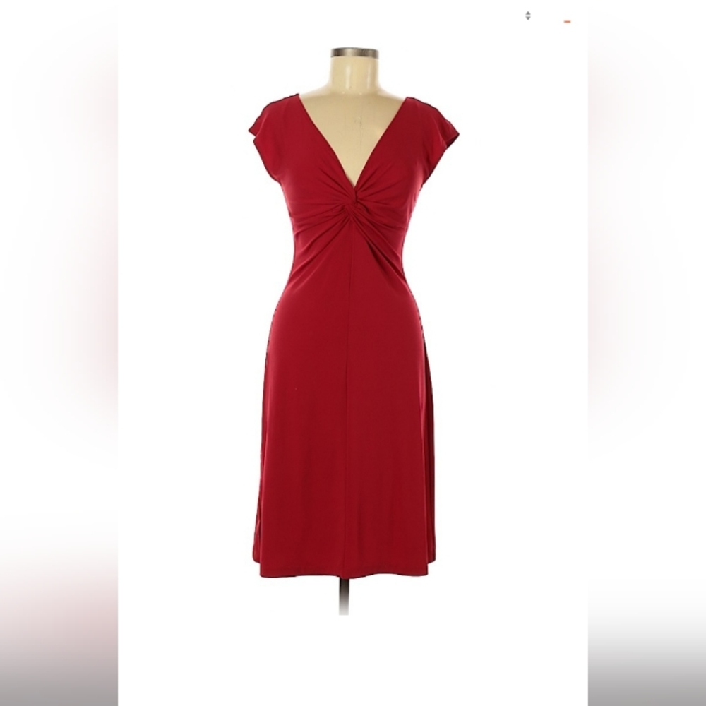 Dressbarn Red Twist-Front Midi Dress